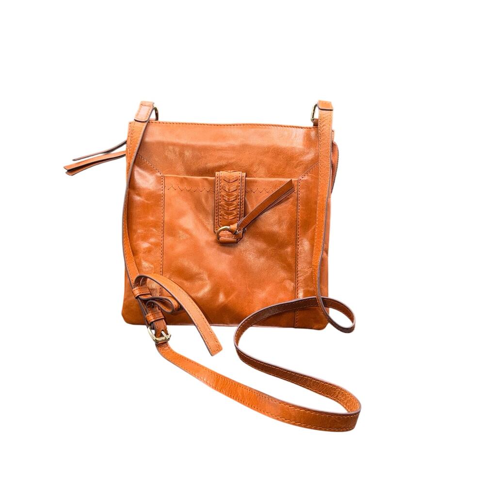 Lodis Cognac Brown Leather Crossbody Bag Tassel Boho Organizer Purse
